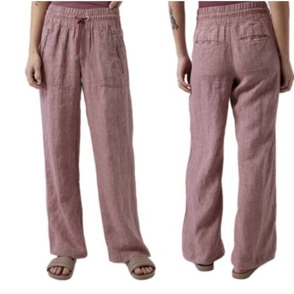 Athleta Cabo Linen Wide Leg Pant in Tawny Rose/Orchid Pink Size 10 - Picture 1 of 9